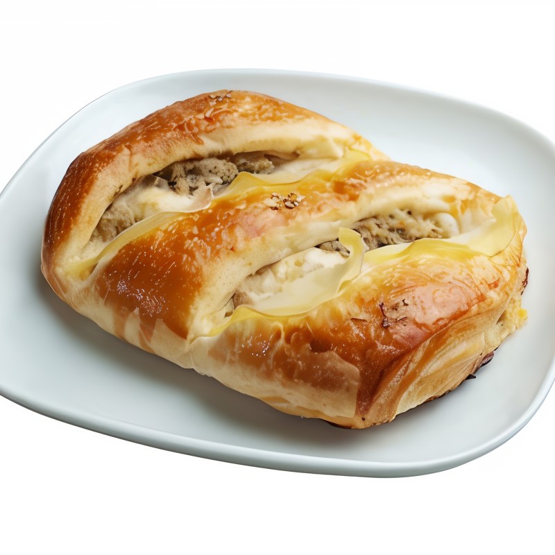 Пирожки из слоеного теста с луком-пореем и сыром