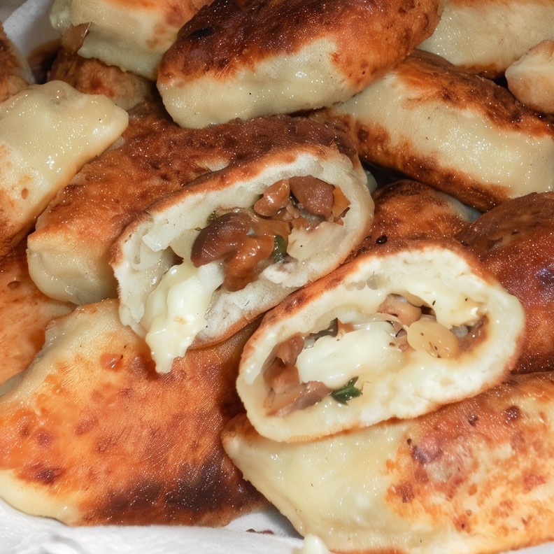 Пирожки из творожного теста с грибами и камамбером