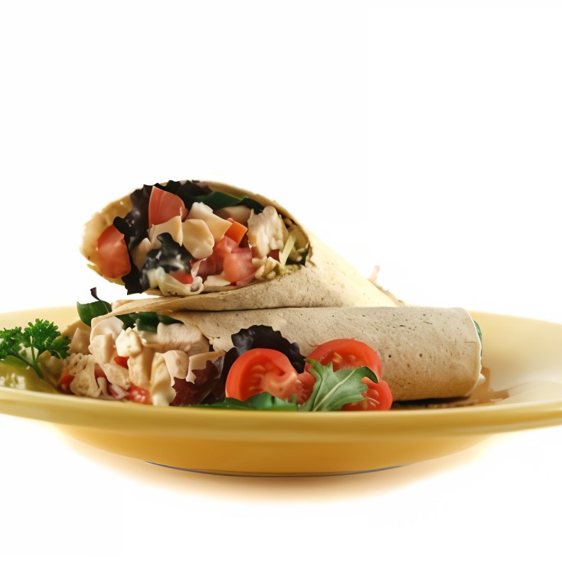 Пита с табуле и цыпленком в тмине и соусе из йогурта с тахини