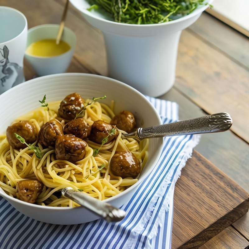 Плотные тефтели с соусом терияки