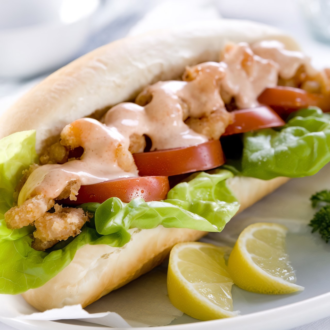 По-бой сэндвич с жареными креветками