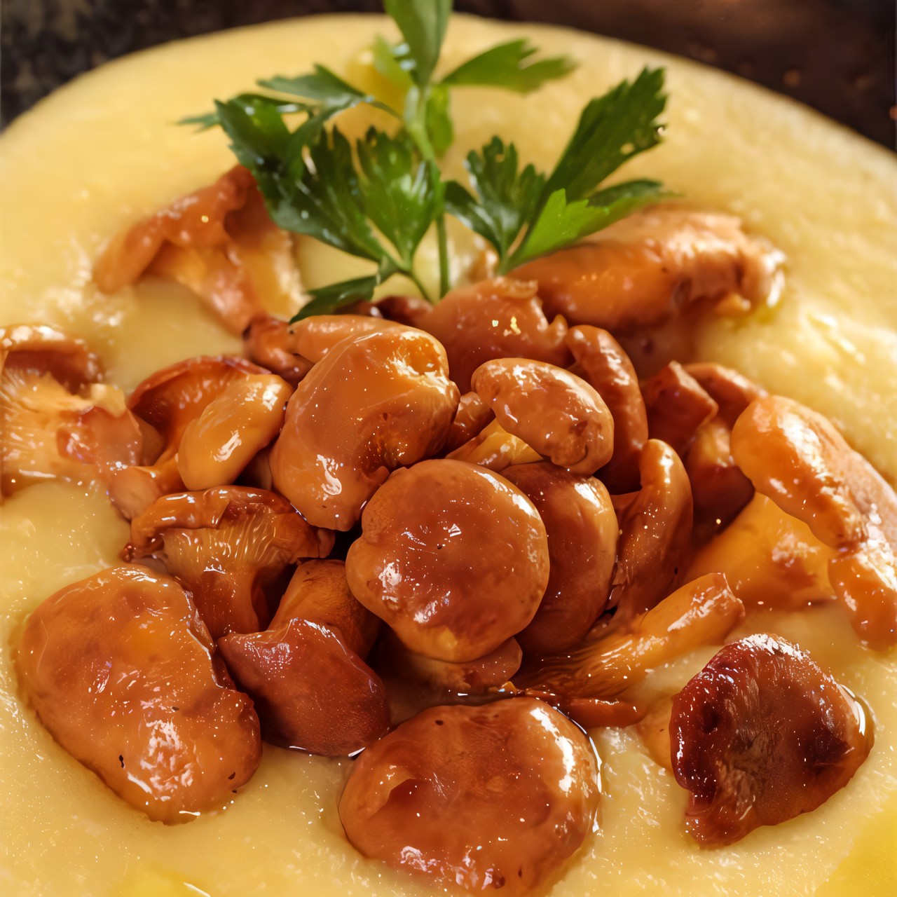 Полента с лисичками