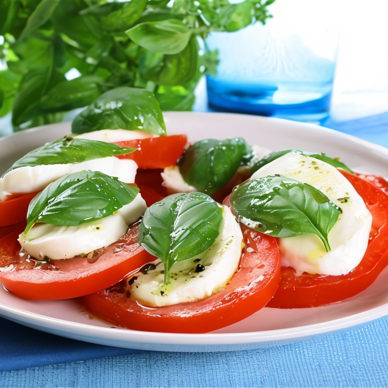 Помидоры с базиликом и моцареллой