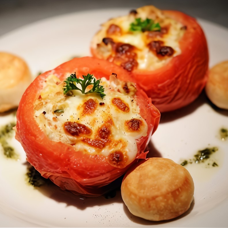 Помидоры с сыром и соусом бешамель