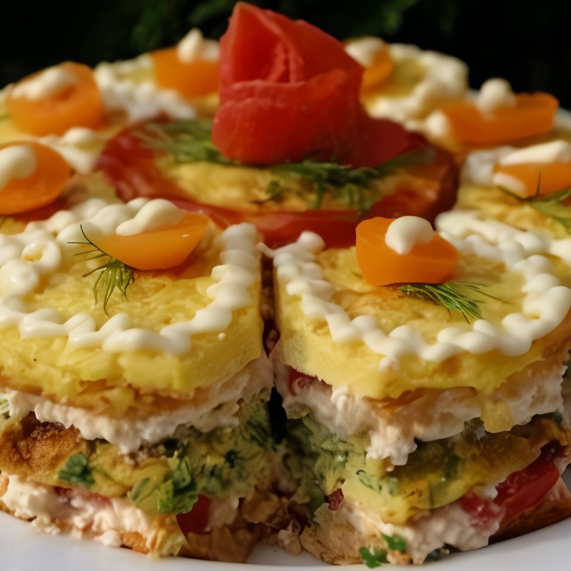 Порционный новогодний закусочный торт с сыром