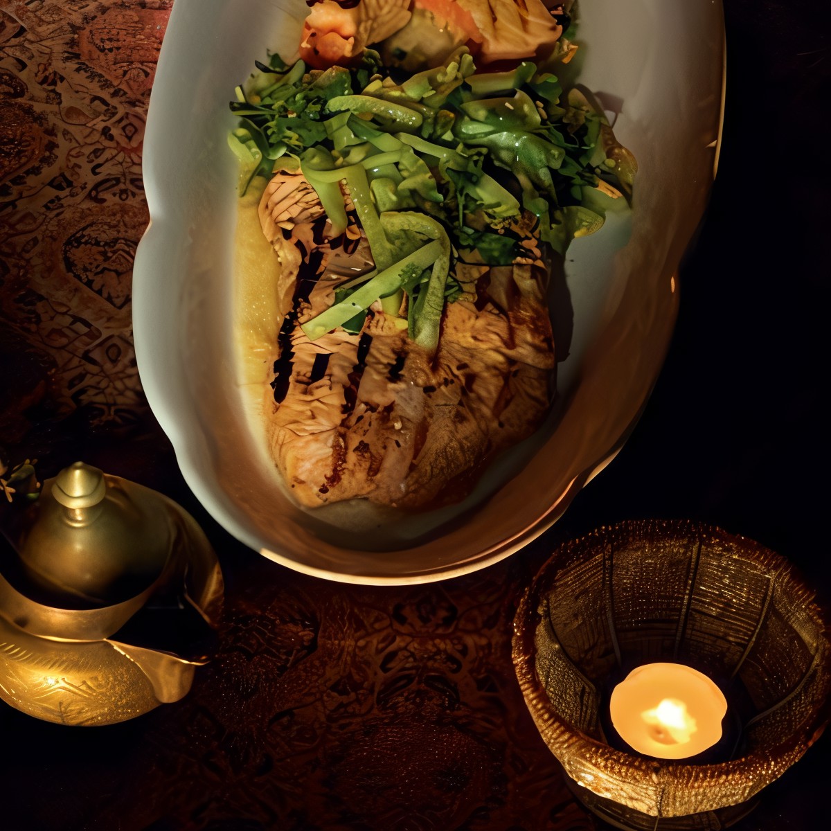 Пряная форель с огурцом