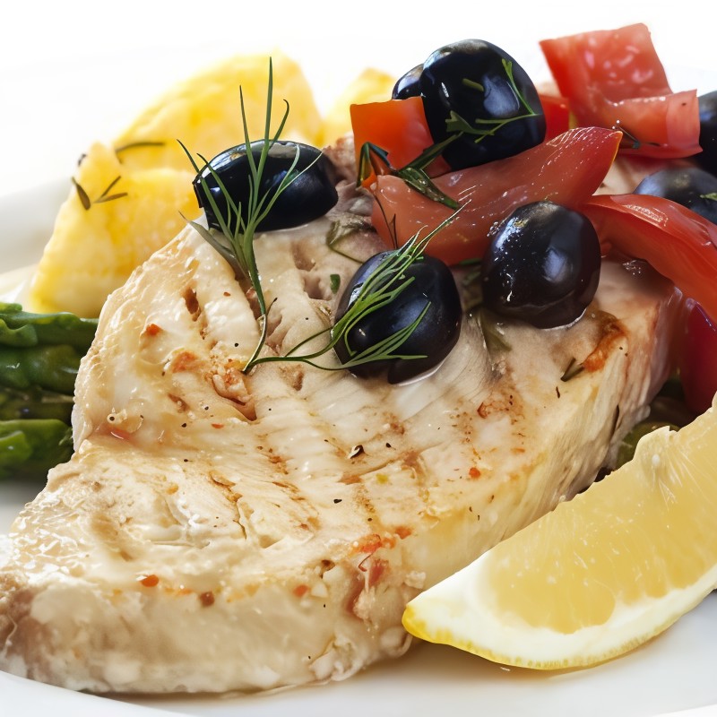 Рыба-меч с томатной закуской по-сицилийски