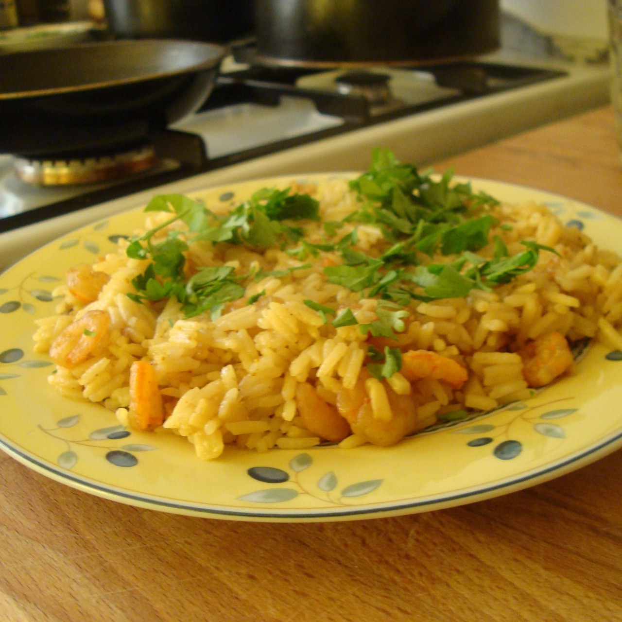 Рис с креветками и карри