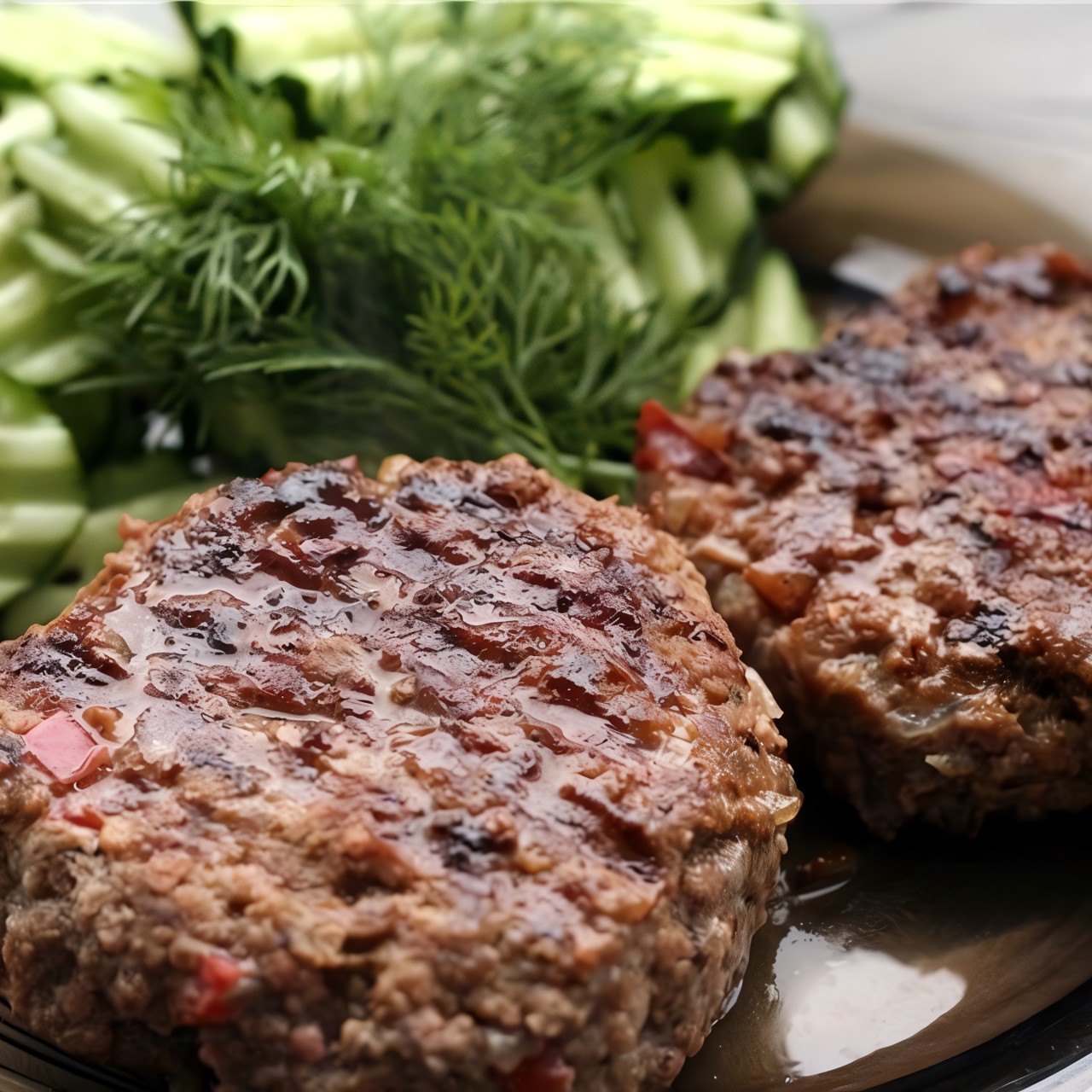 Рубленный бифштекс с луком и зеленью