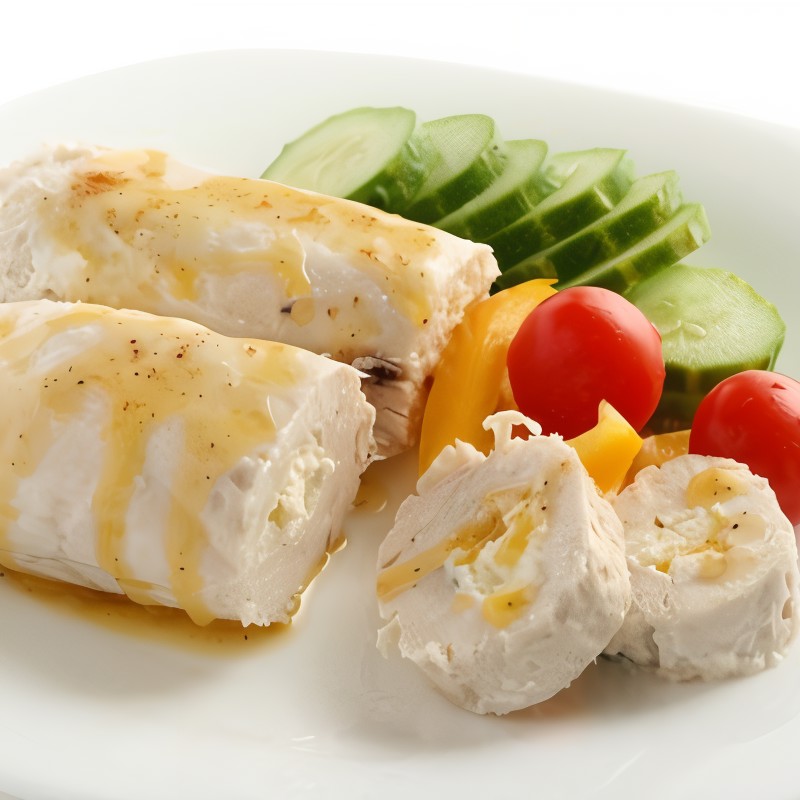 Рулет из индейки с творогом и перцем