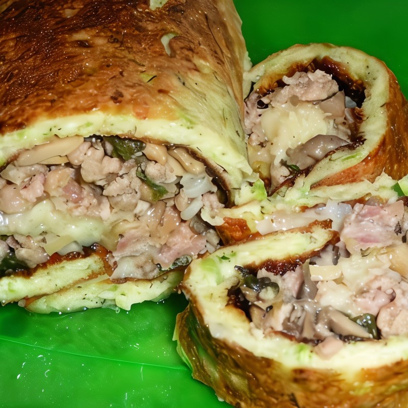 Рулет из кабачков с грибами и фаршем