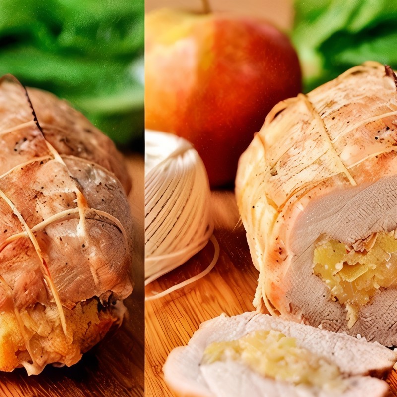Рулет из свинины с яблоками