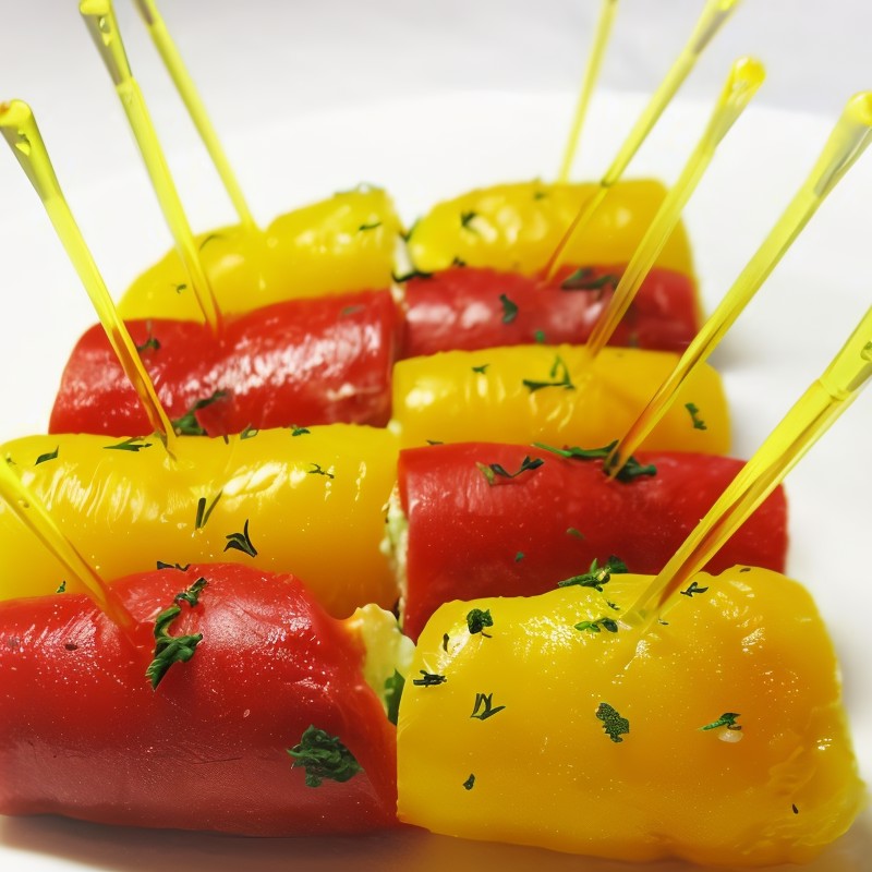 Рулетики из печеного перца с сырным кремом