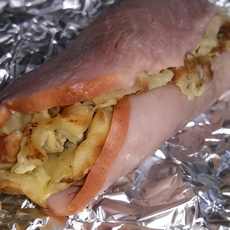 Рулетики с ветчиной и картофельными блинчиками