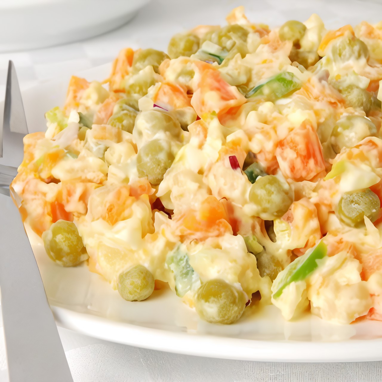 Русский овощной салат с горошком