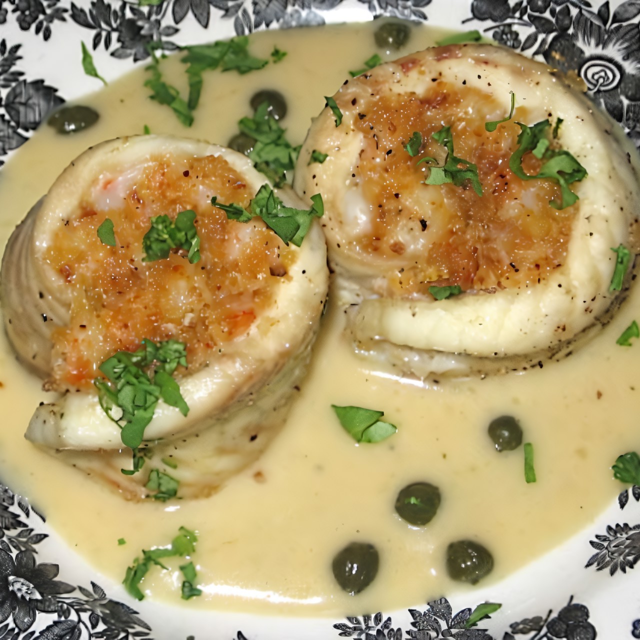 Рыба, фаршированная грибами