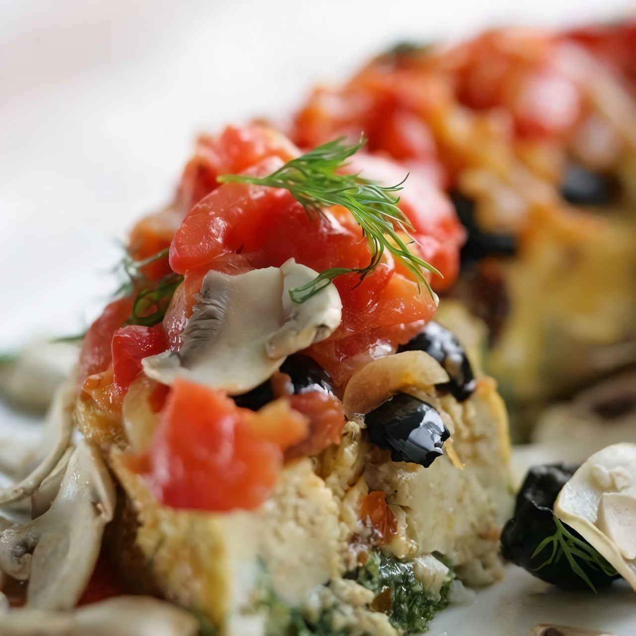 Рыбная запеканка с шампиньонами и шпинатом