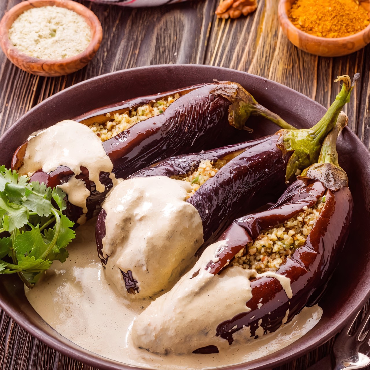 Сациви из баклажанов с добавлением грецких орехов