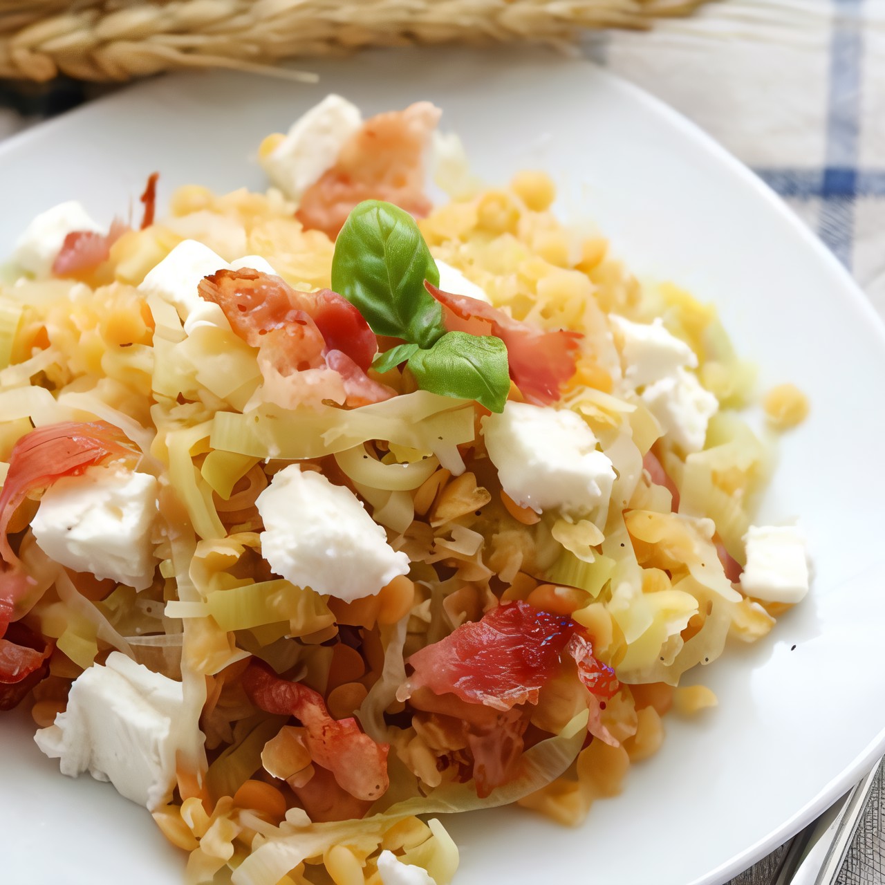 Салат из чечевицы  с луком