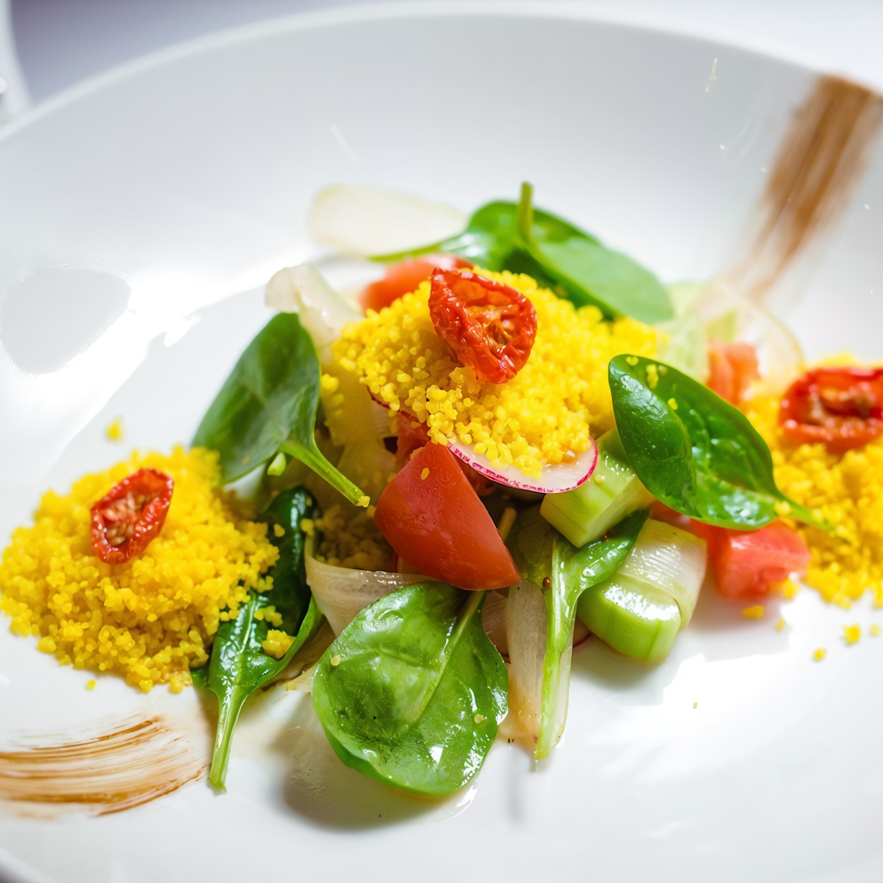 Салат из хрустящих овощей с сельдереем, кус-кусом и горчично- цитрусовой заправкой