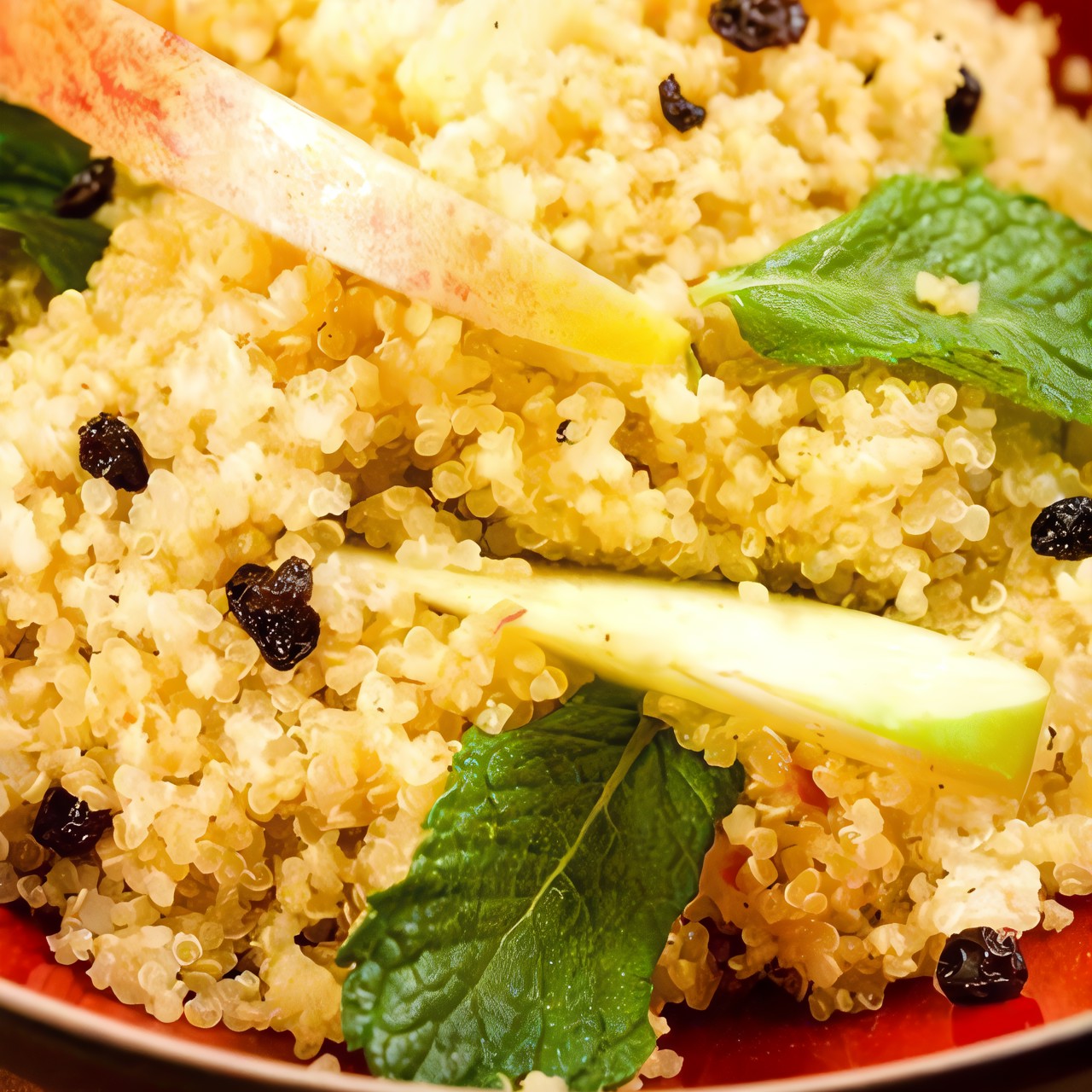 Салат из киноа, яблок и миндаля