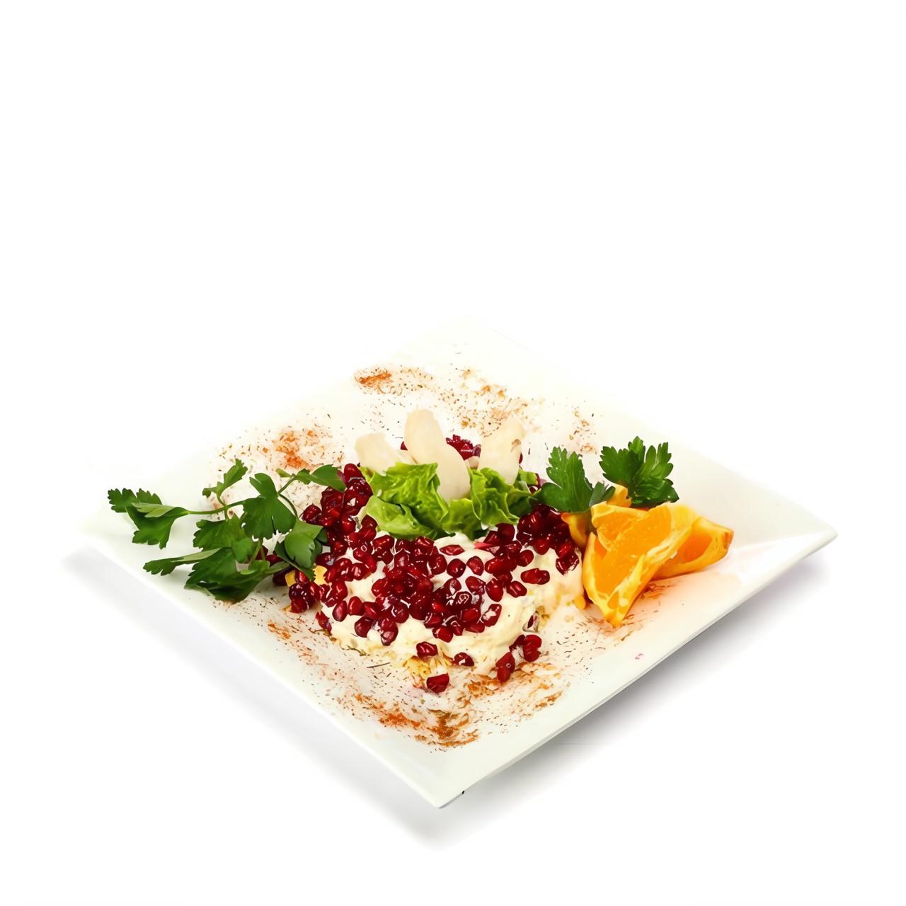 Салат из курицы с апельсинами и гранатом