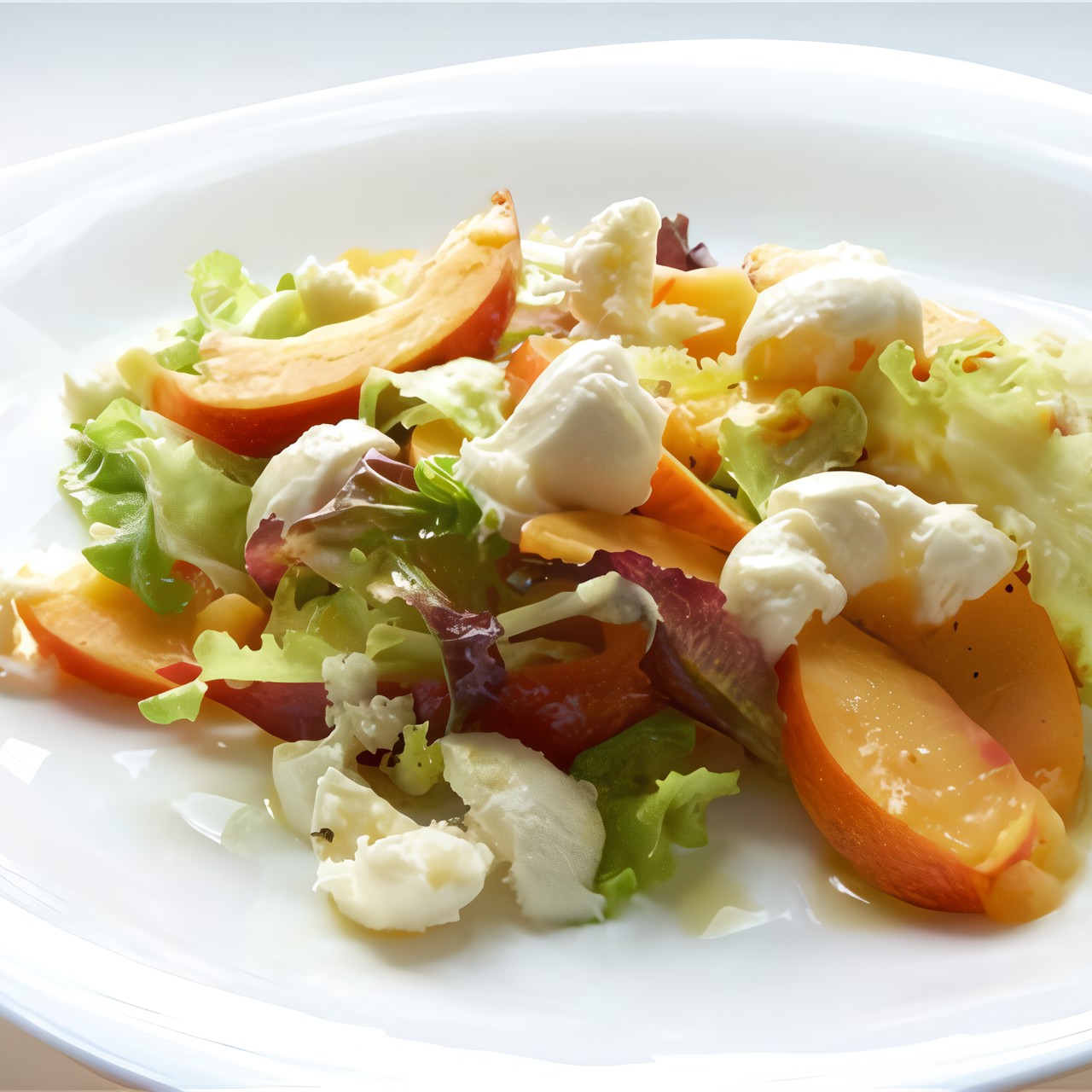 Салат из моцареллы с персиками