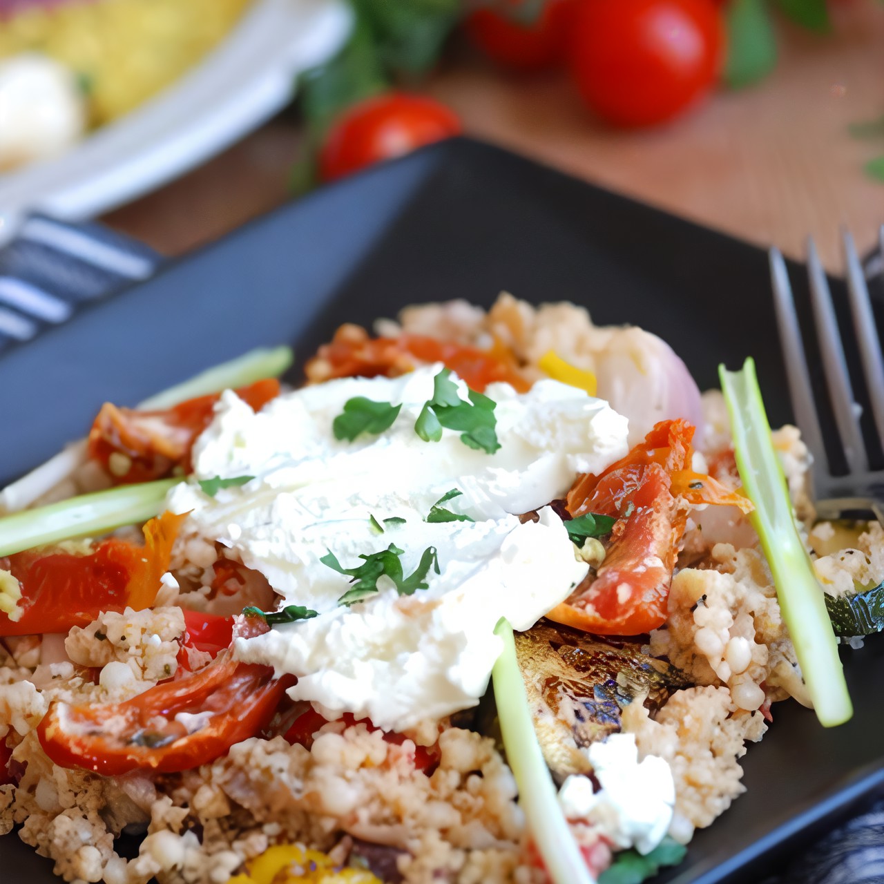 Салат из печеных овощей и феты