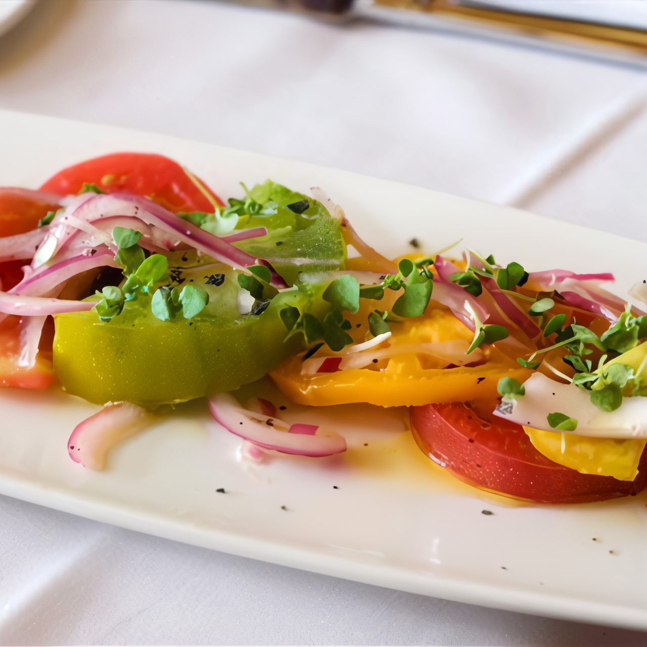 Салат из печеного сладкого перца с помидорами