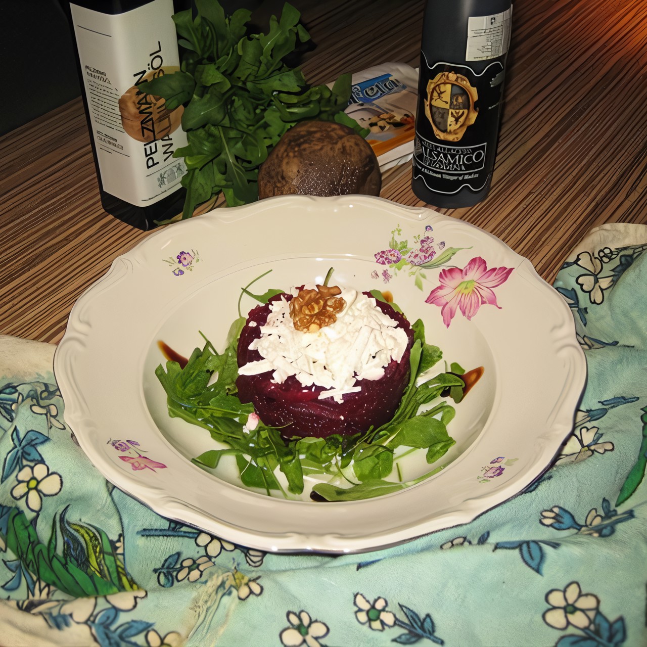 Салат из свеклы, рукколы и феты