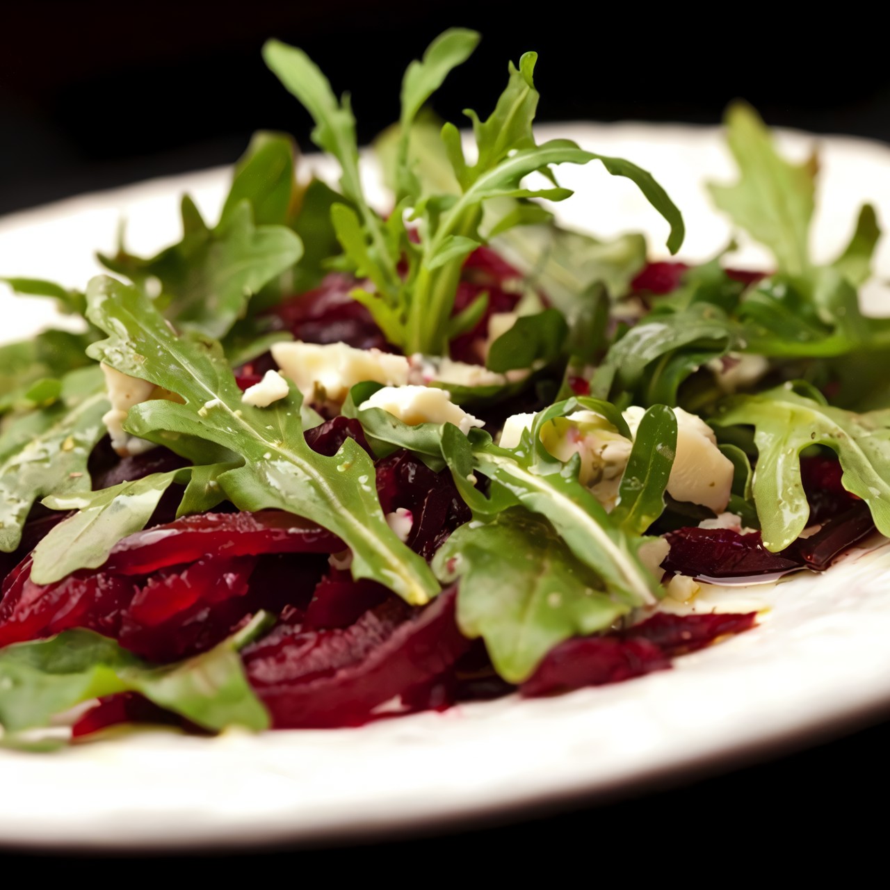 Салат из свеклы с рукколой, пармезаном и кедровыми орешками