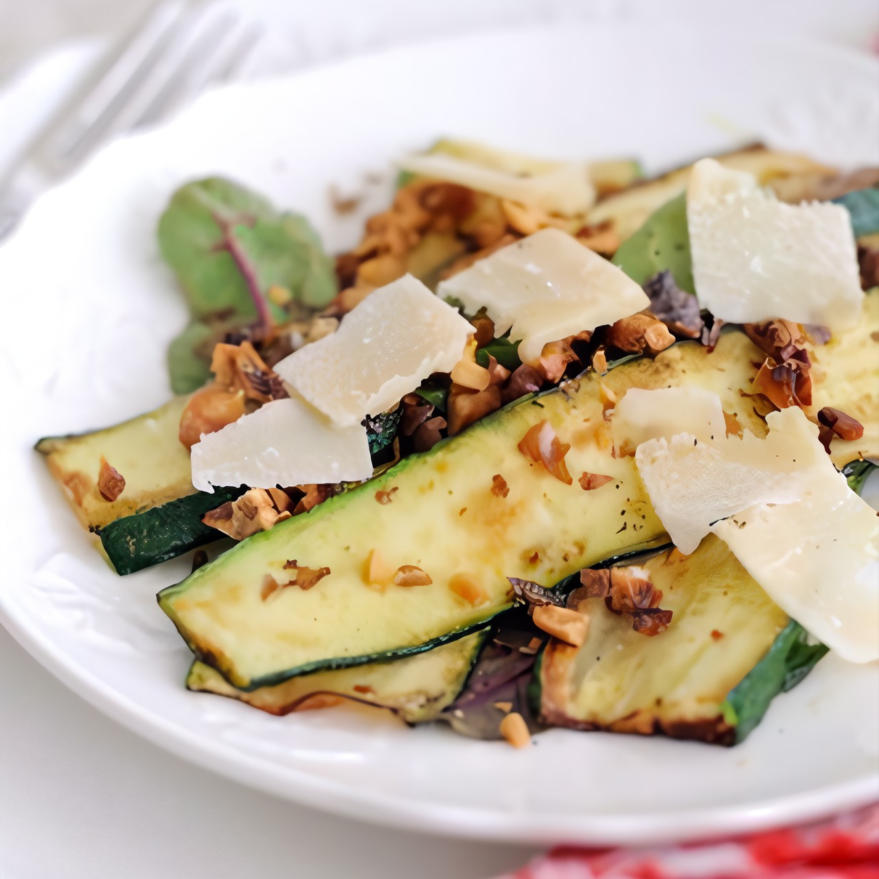 Салат из жареных цукини и пекорино