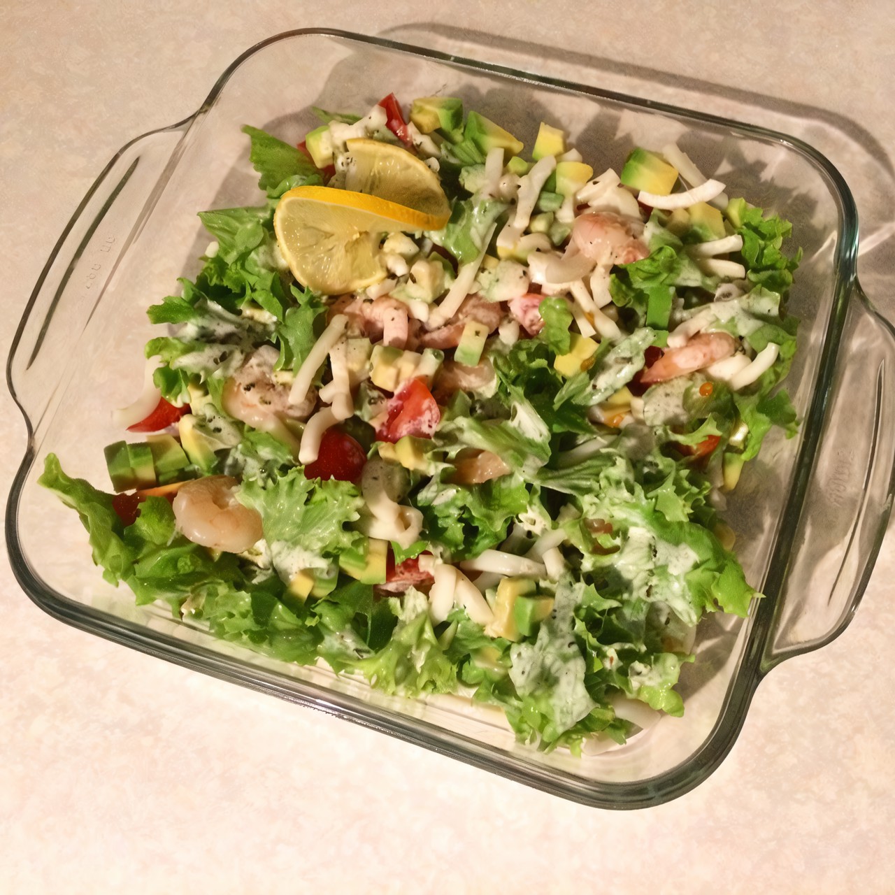 Салат Морской с кальмарами и креветками