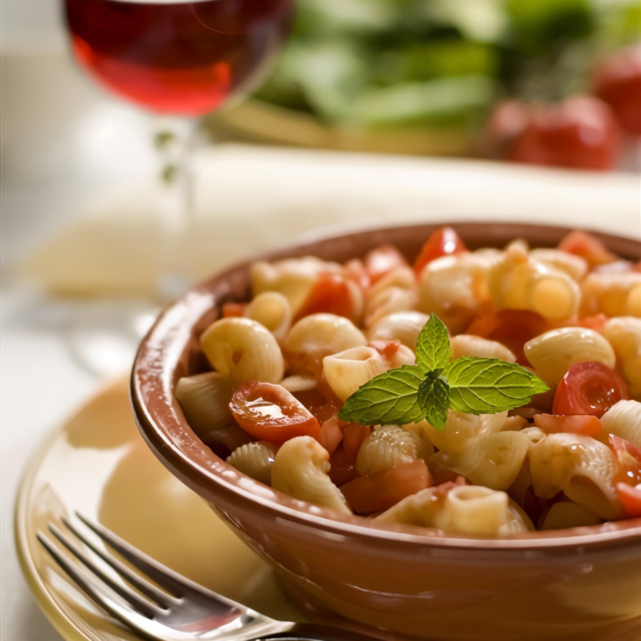 Салат-паста с ветчиной и овечьим сыром