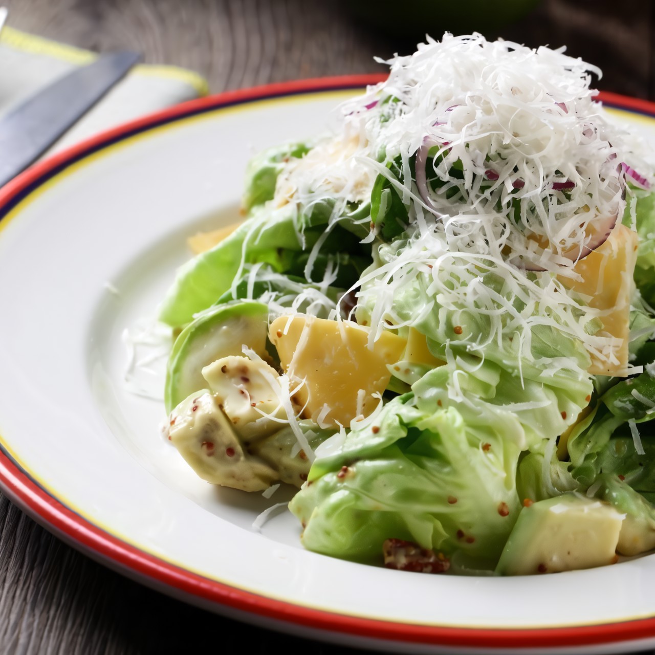 Салат с авокадо, цукини и семенами дикой горчицы