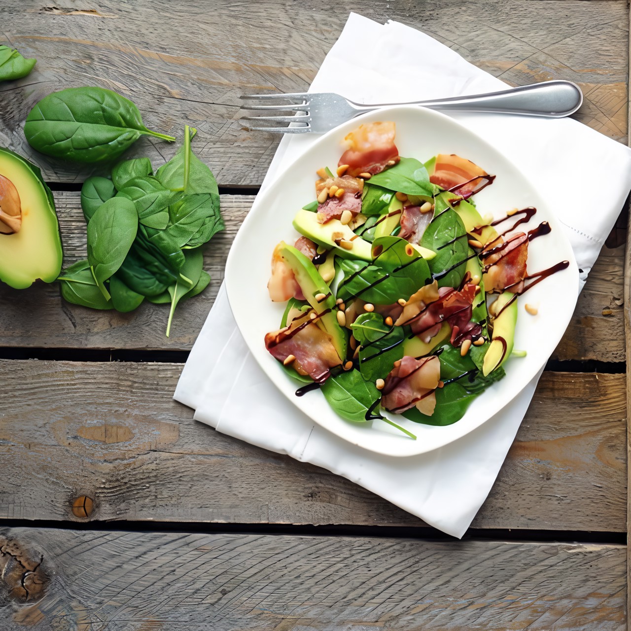 Салат с авокадо и беконом