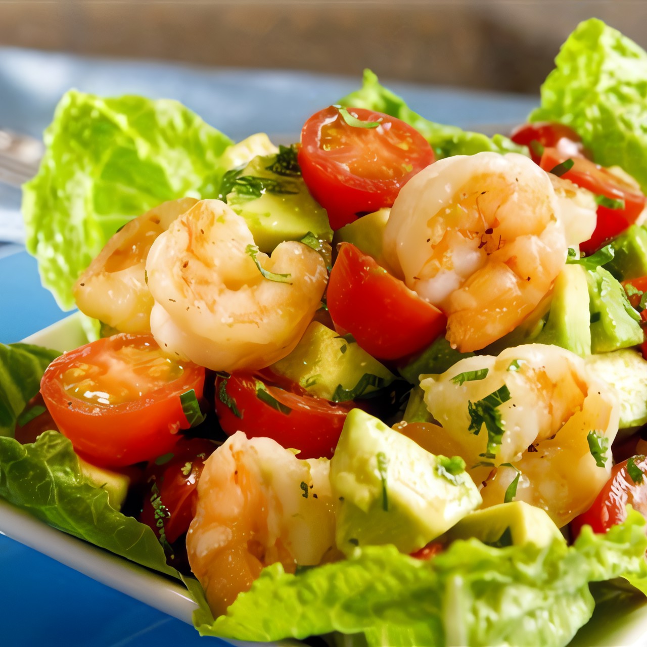 Салат с авокадо и креветками