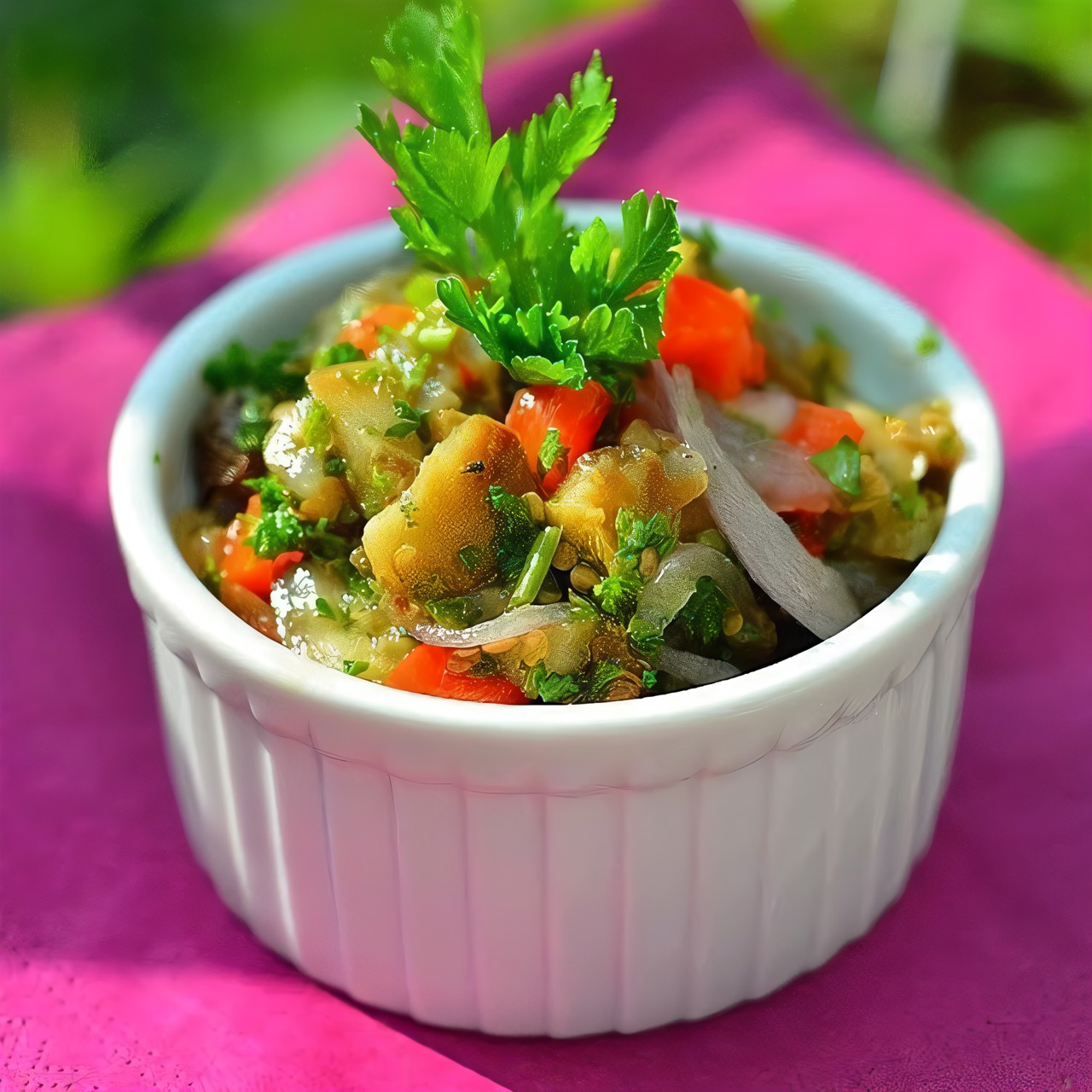 Салат с баклажанами и сладким перцем