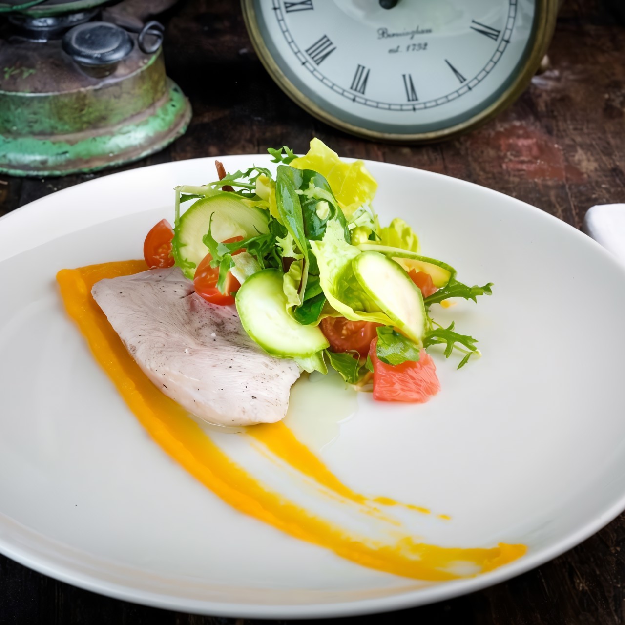 Салат с индейкой и тыквенным соусом