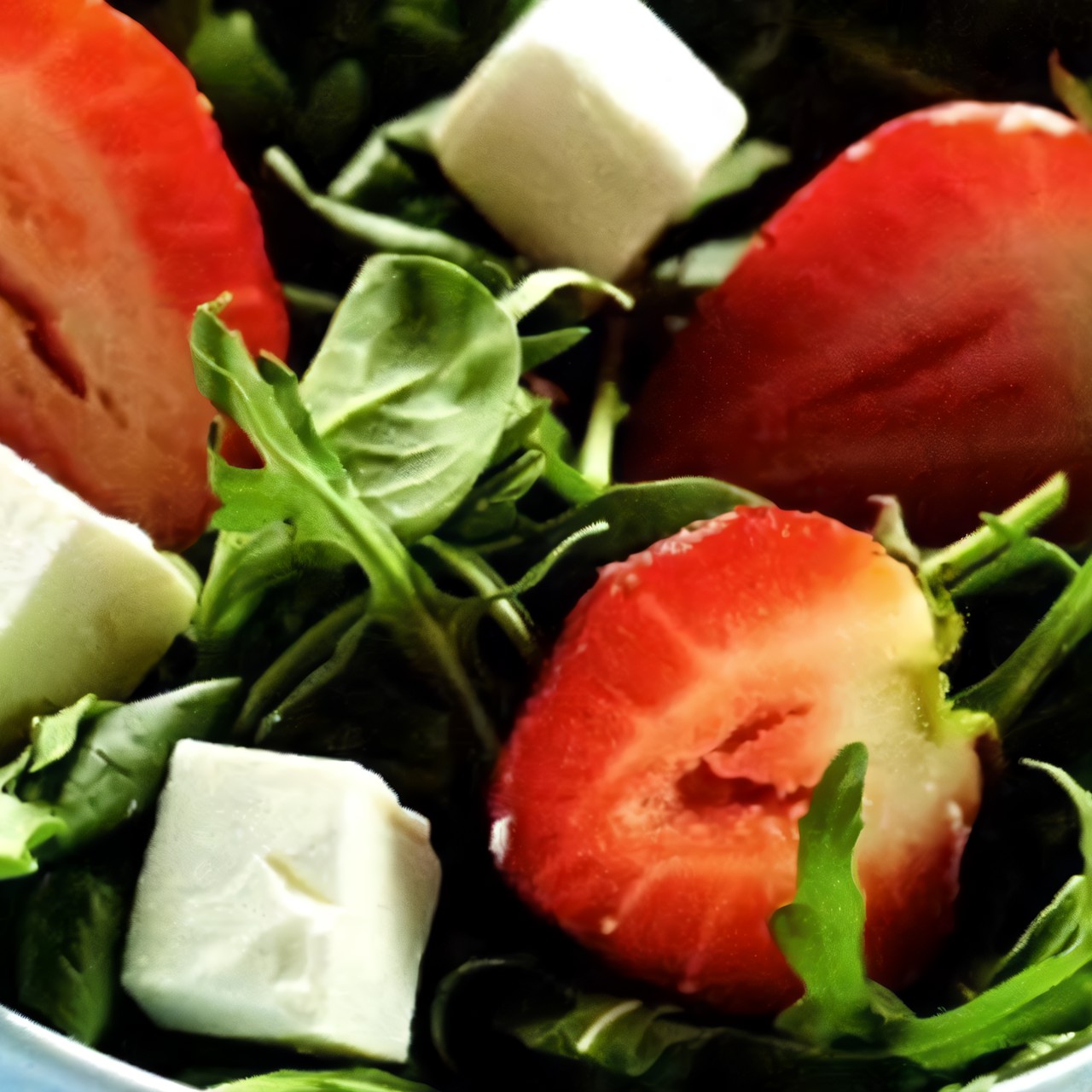 Салат с клубникой, рукколой и сыром фета