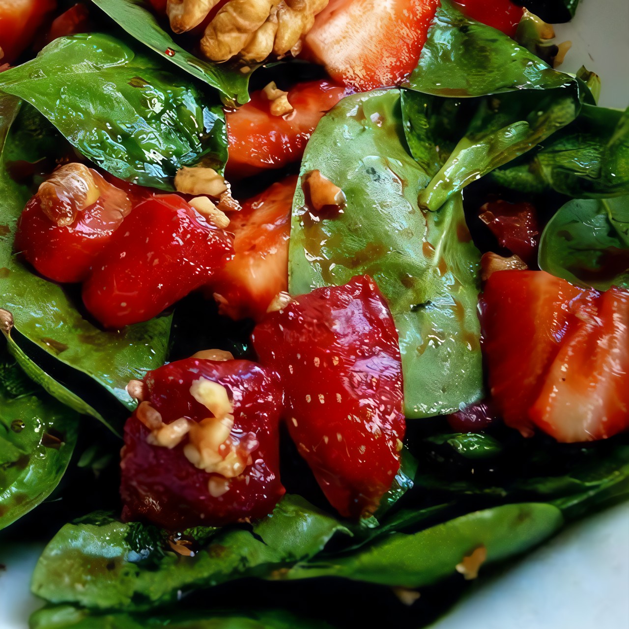 Салат с клубникой, шпинатом и грецкими орехами