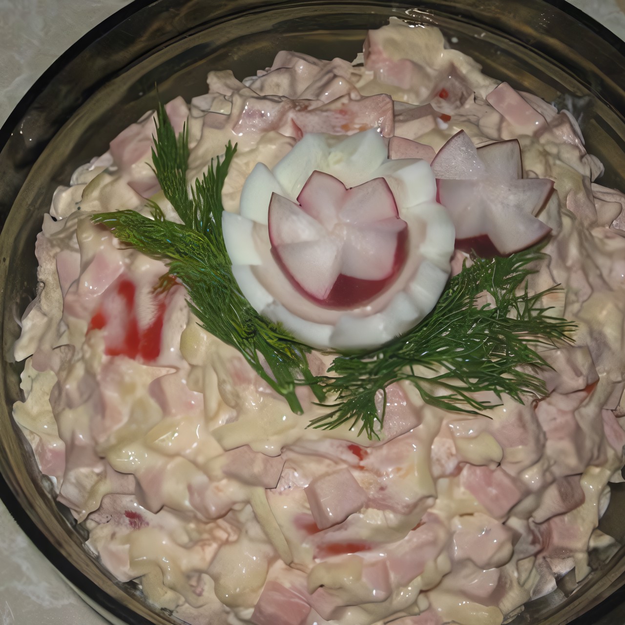 Салат с колбасой и сыром