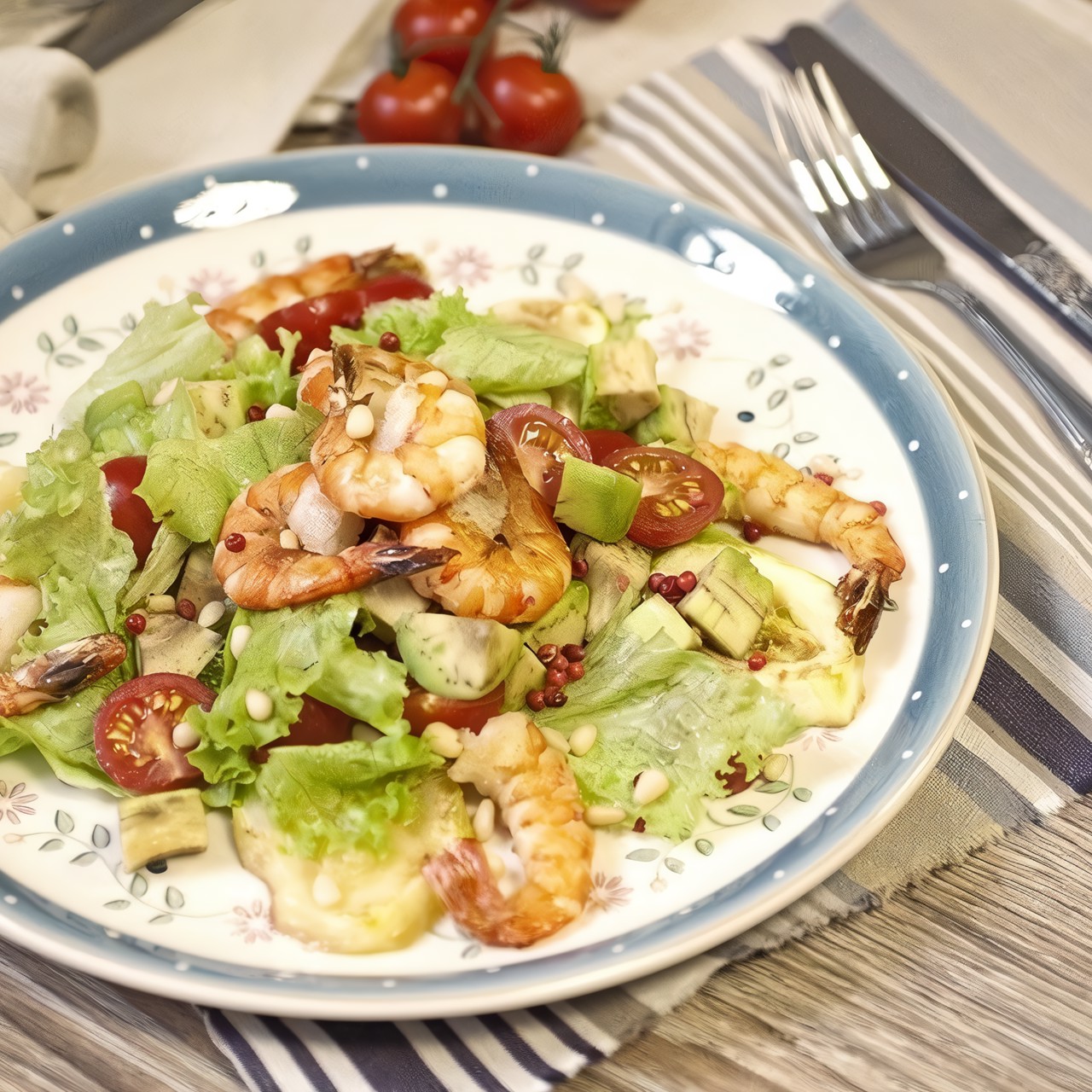 Салат с креветками и авокадо в мультиварке