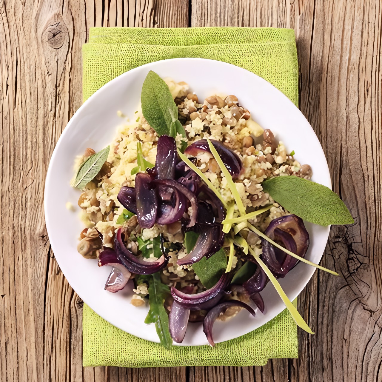 Салат с кускусом, семенами подсолнуха и кунжутом