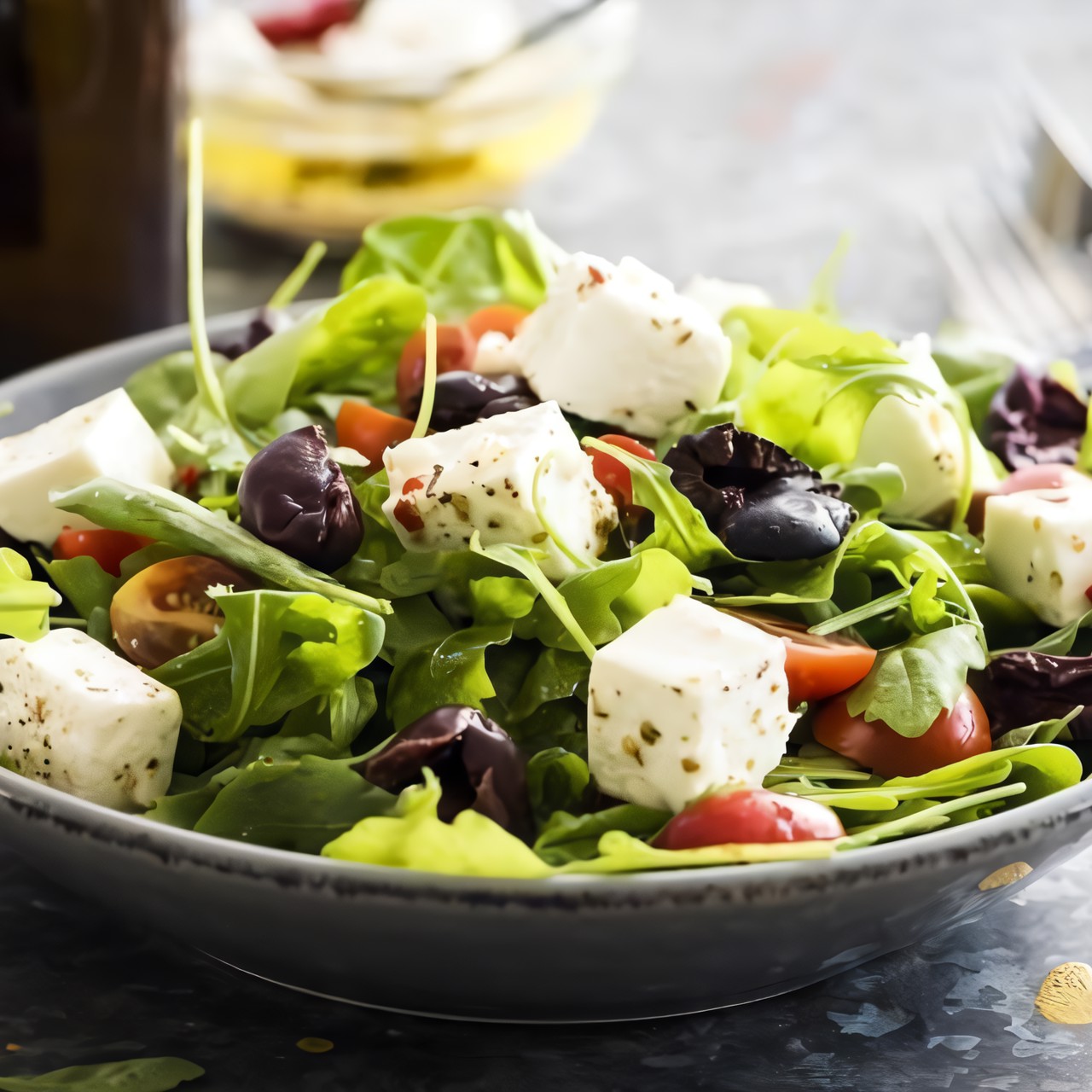 Салат с оливками и сыром