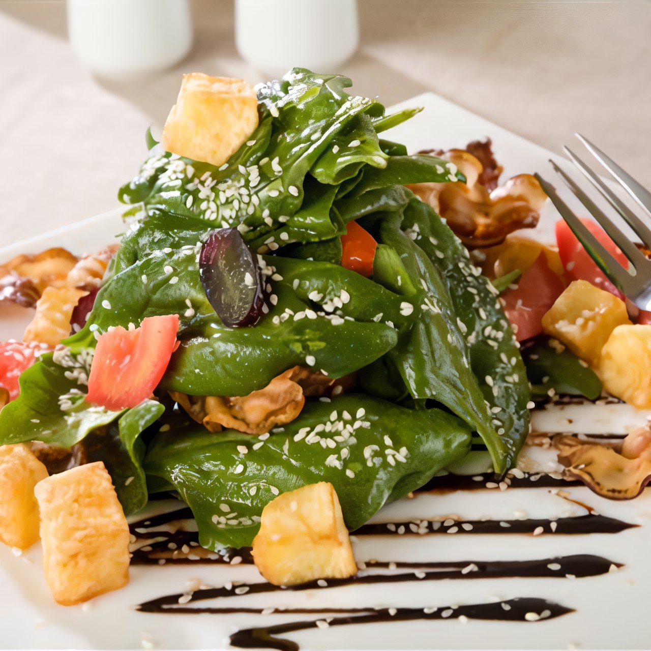 Салат с панчеттой и грецкими орехами