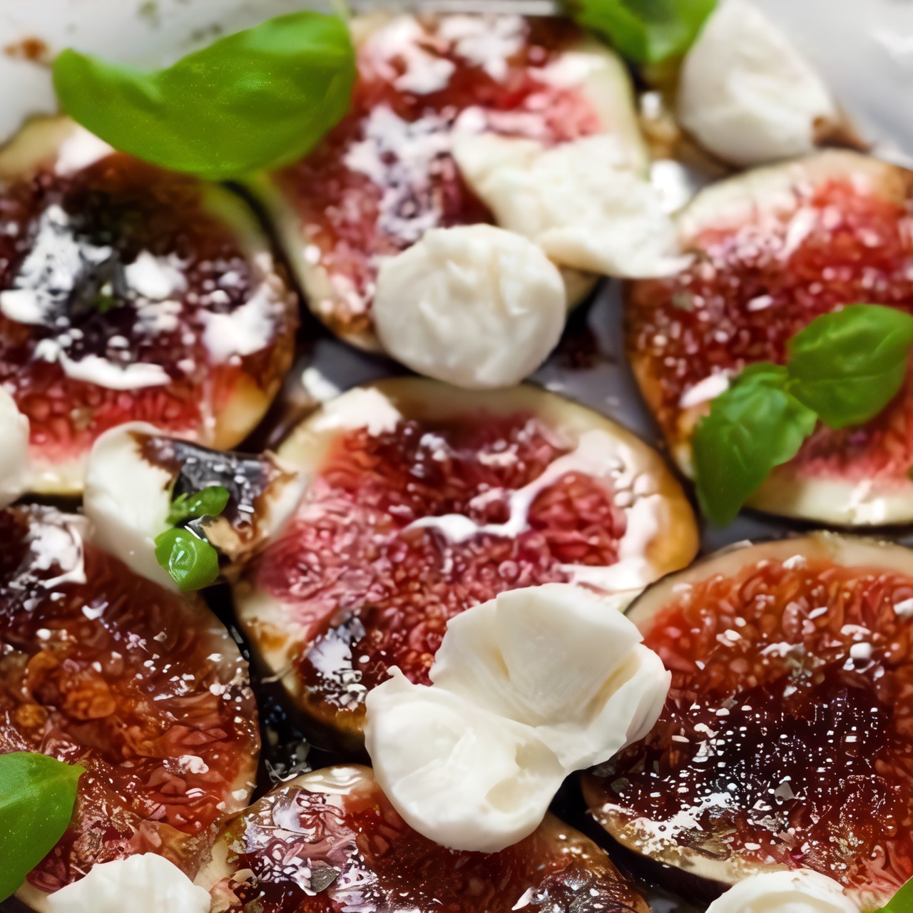 Салат с сыром, инжиром и базиликом