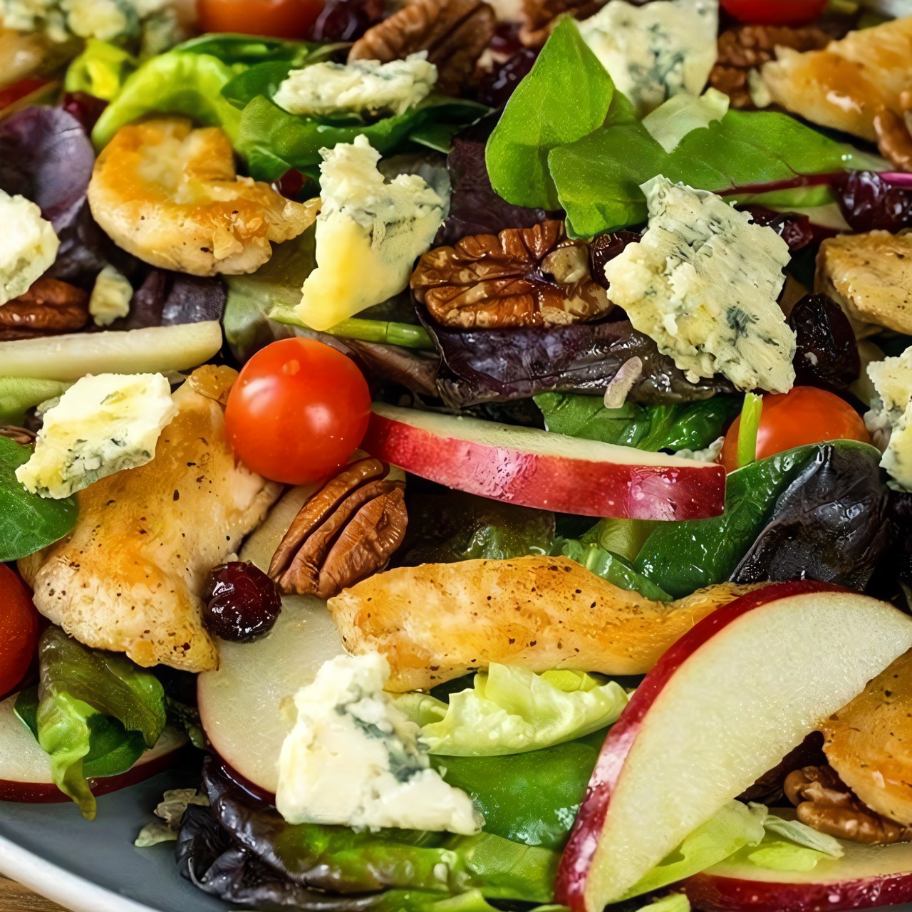 Салат с яблоками, голубым сыром и орехами пекан