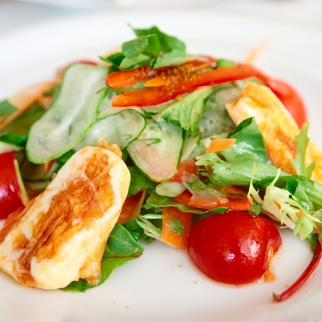 Салат с жареным сыром