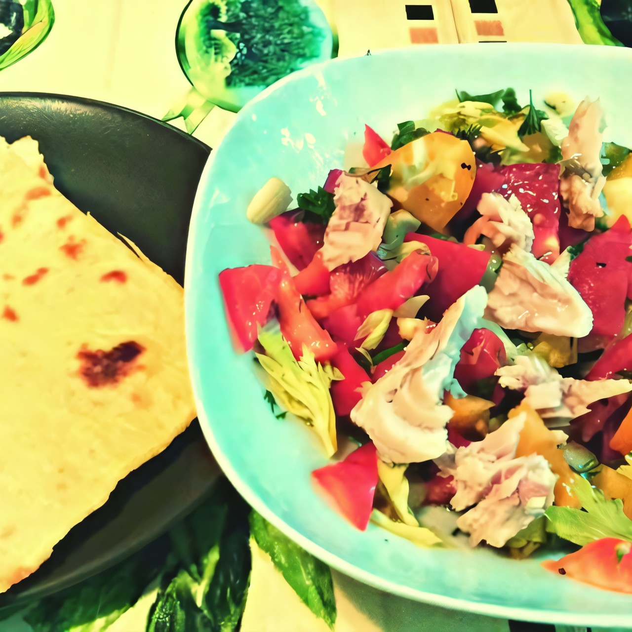 Салат в мексиканском стиле с хрустящей тортильей